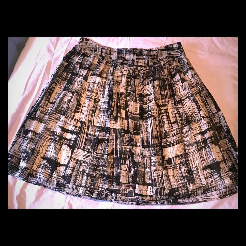 Calvin Klein Navy and White Silk Skirt